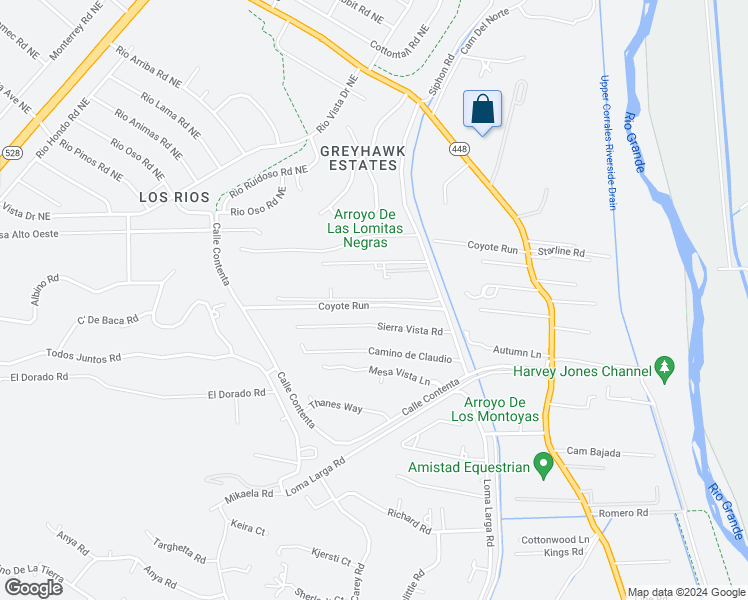 map of restaurants, bars, coffee shops, grocery stores, and more near 110 Paseo C'De Baca Road in Corrales