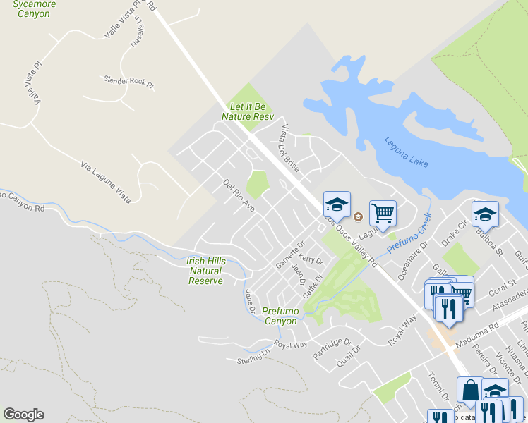 map of restaurants, bars, coffee shops, grocery stores, and more near 1650 Descanso Street in San Luis Obispo