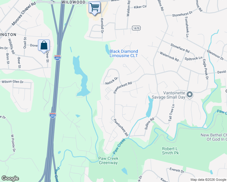 map of restaurants, bars, coffee shops, grocery stores, and more near Spyglass Place in Charlotte