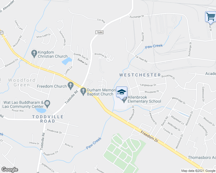 map of restaurants, bars, coffee shops, grocery stores, and more near 150 Park Fairfax Drive in Charlotte
