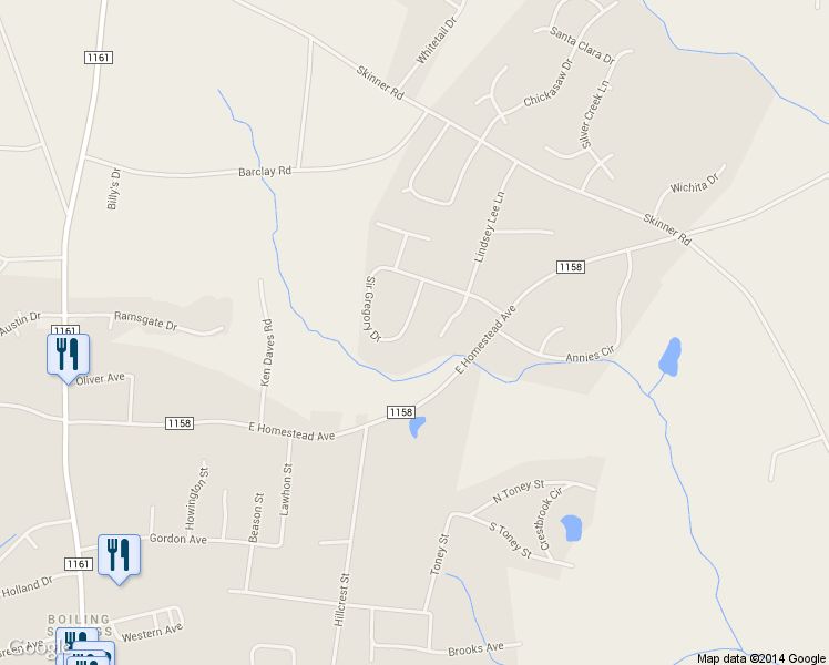 map of restaurants, bars, coffee shops, grocery stores, and more near 166 Sir Gregory Drive in Shelby