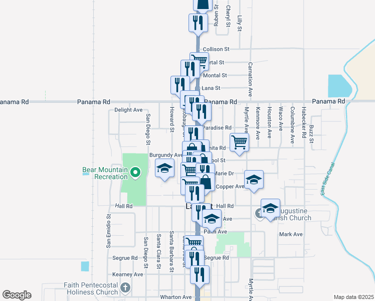 map of restaurants, bars, coffee shops, grocery stores, and more near 10105 Stobaugh Street in Lamont