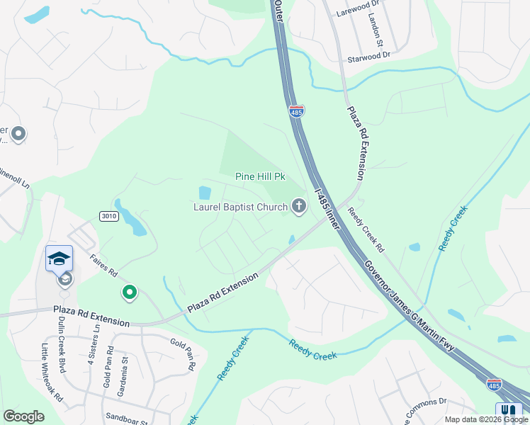 map of restaurants, bars, coffee shops, grocery stores, and more near 11801 Plaza Road Extension in Charlotte