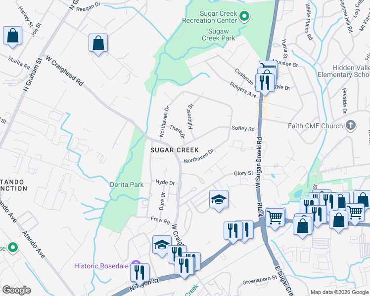 map of restaurants, bars, coffee shops, grocery stores, and more near in Charlotte