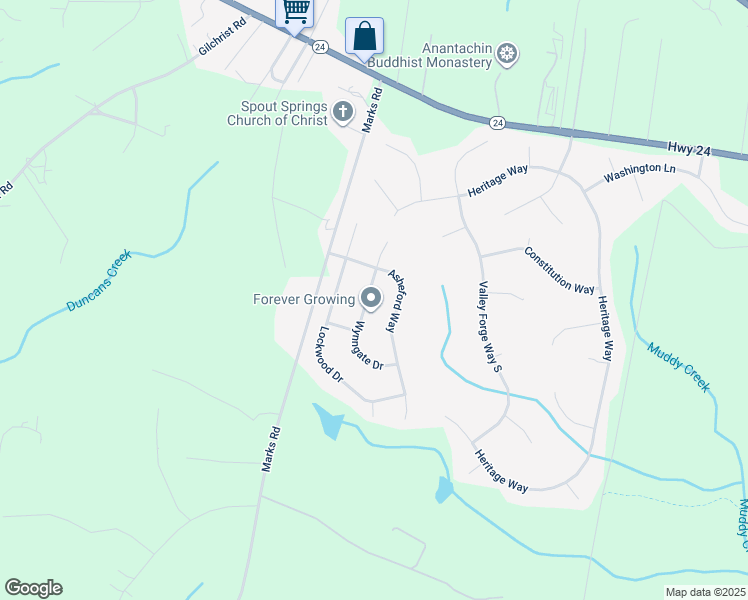 map of restaurants, bars, coffee shops, grocery stores, and more near 75 Wynngate Drive in Cameron
