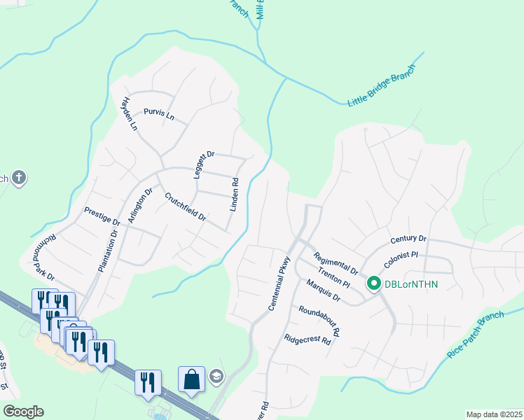 map of restaurants, bars, coffee shops, grocery stores, and more near Blue Bay Lane in Cameron