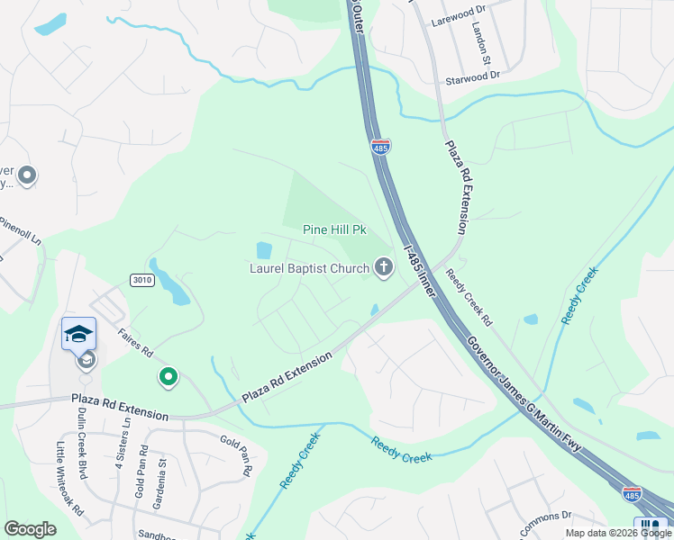 map of restaurants, bars, coffee shops, grocery stores, and more near 11615 Plaza Road Extension in Charlotte