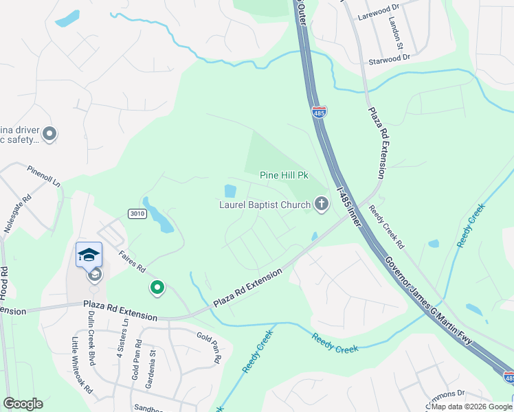map of restaurants, bars, coffee shops, grocery stores, and more near 11615 Plaza Road Extension in Charlotte