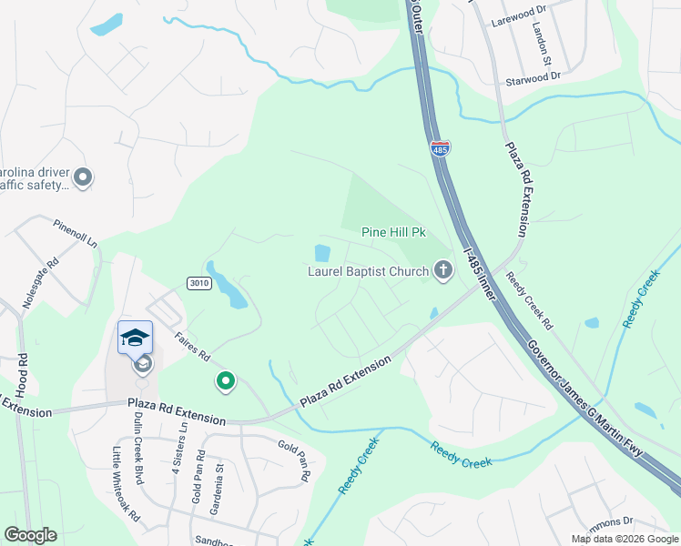 map of restaurants, bars, coffee shops, grocery stores, and more near 11615 Plaza Road Extension in Charlotte