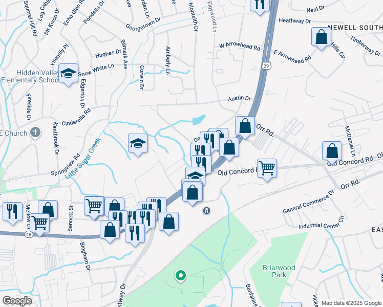 map of restaurants, bars, coffee shops, grocery stores, and more near 5635 U.S. 29 in Charlotte