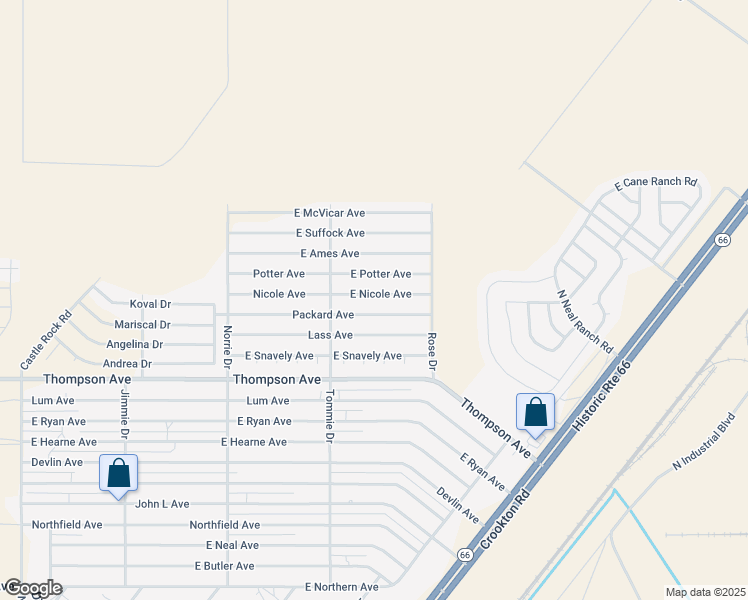 map of restaurants, bars, coffee shops, grocery stores, and more near 3927 East Packard Avenue in Kingman