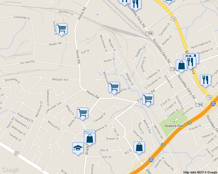 map of restaurants, bars, coffee shops, grocery stores, and more near in Charlotte