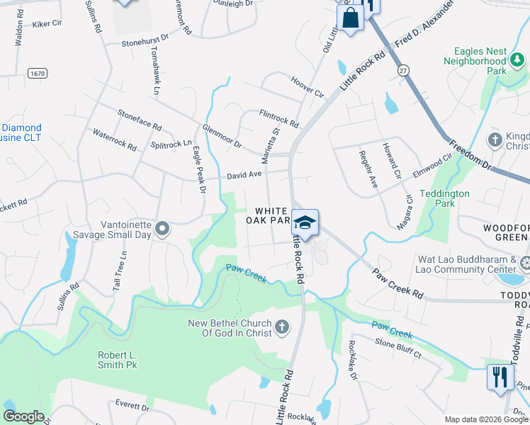 map of restaurants, bars, coffee shops, grocery stores, and more near in Charlotte