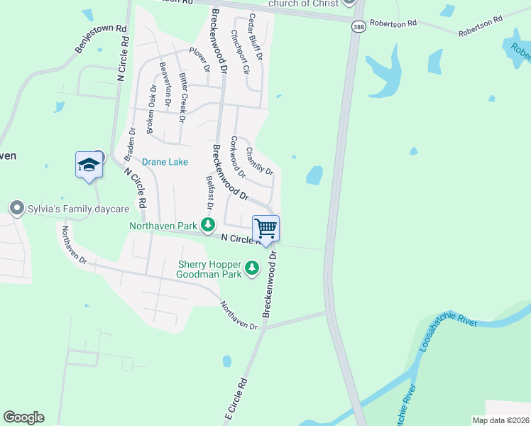 map of restaurants, bars, coffee shops, grocery stores, and more near 5043 Breckenwood Drive in Memphis