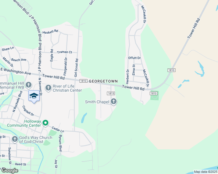 map of restaurants, bars, coffee shops, grocery stores, and more near 2205 Tower Hill Road in Kinston