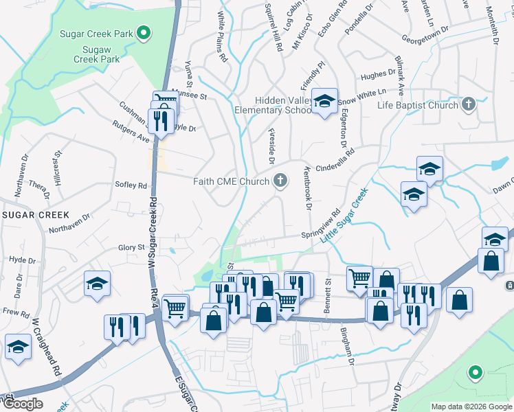 map of restaurants, bars, coffee shops, grocery stores, and more near 419 Wellingford Street in Charlotte