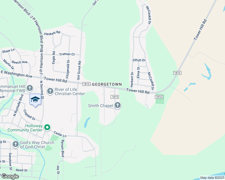 map of restaurants, bars, coffee shops, grocery stores, and more near 2205 Tower Hill Road in Kinston