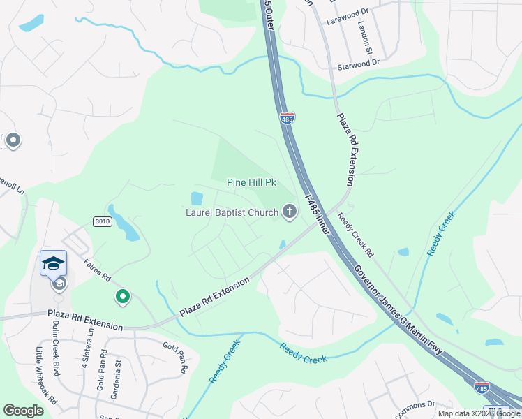 map of restaurants, bars, coffee shops, grocery stores, and more near 11801 Plaza Road Extension in Charlotte