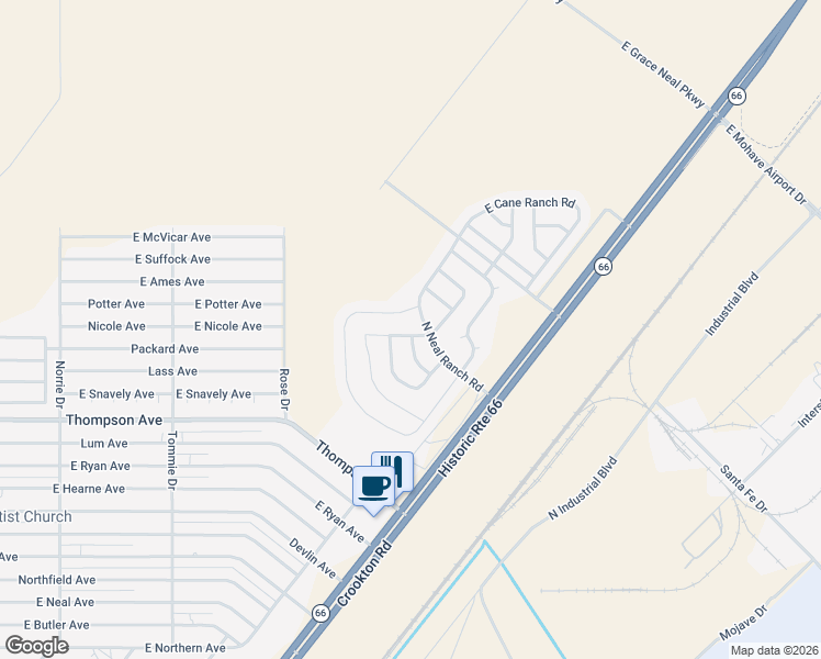 map of restaurants, bars, coffee shops, grocery stores, and more near 4839 North Blackhawk Drive in Kingman
