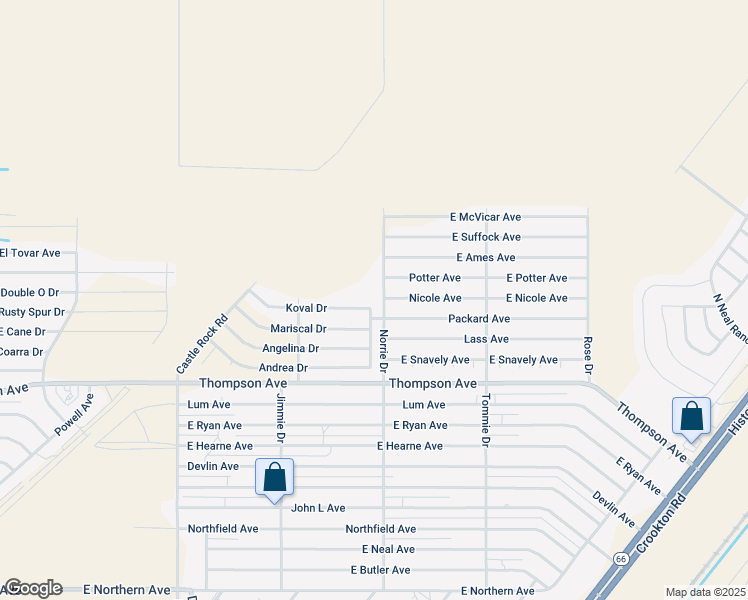 map of restaurants, bars, coffee shops, grocery stores, and more near 4877 Norrie Drive in Kingman