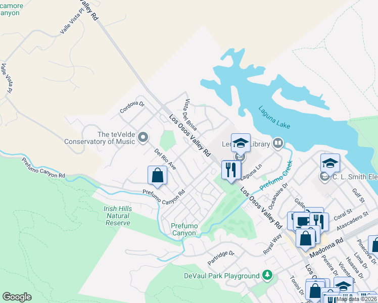 map of restaurants, bars, coffee shops, grocery stores, and more near 1075 Cortez Court in San Luis Obispo