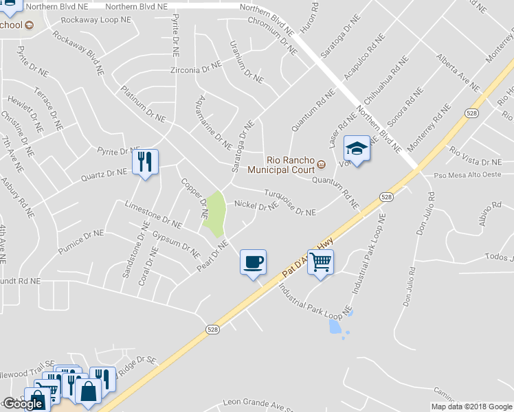 map of restaurants, bars, coffee shops, grocery stores, and more near 4945 Nickel Drive Northeast in Rio Rancho