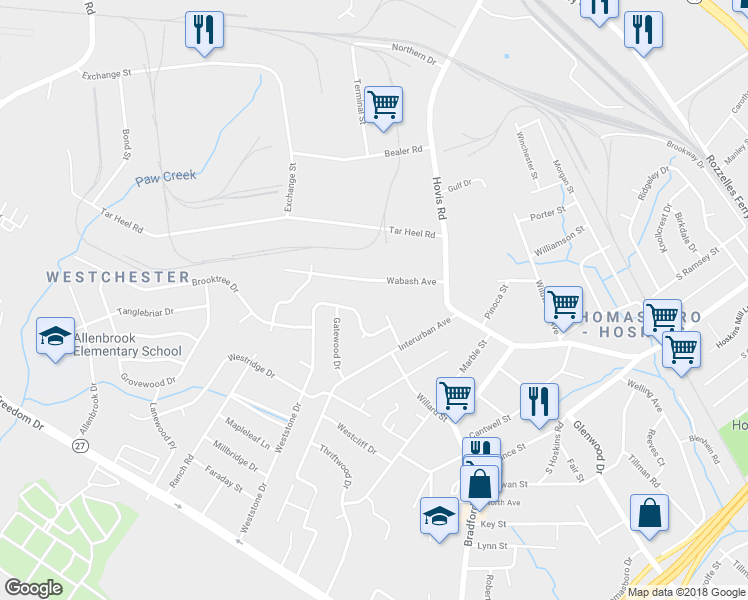 map of restaurants, bars, coffee shops, grocery stores, and more near 4415 Butler Road in Charlotte