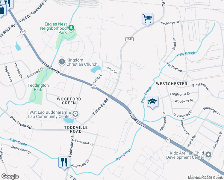 map of restaurants, bars, coffee shops, grocery stores, and more near in Charlotte