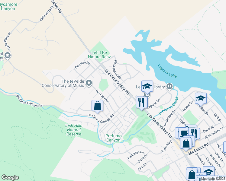 map of restaurants, bars, coffee shops, grocery stores, and more near 1540 Descanso Street in San Luis Obispo