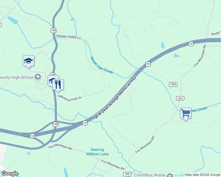 map of restaurants, bars, coffee shops, grocery stores, and more near 451 State Road 1556 in Columbus