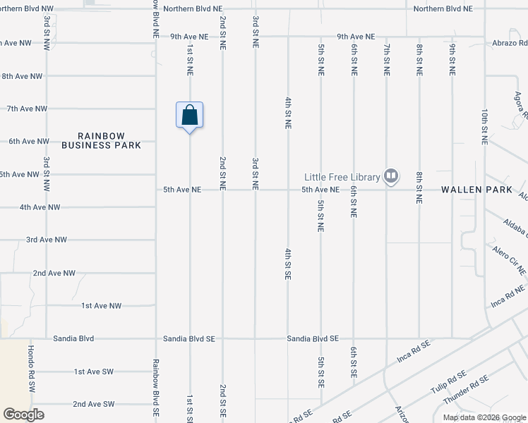 map of restaurants, bars, coffee shops, grocery stores, and more near 317 4th Street Northeast in Rio Rancho