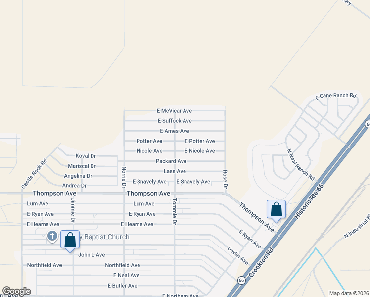 map of restaurants, bars, coffee shops, grocery stores, and more near 3929 East Potter Avenue in Kingman
