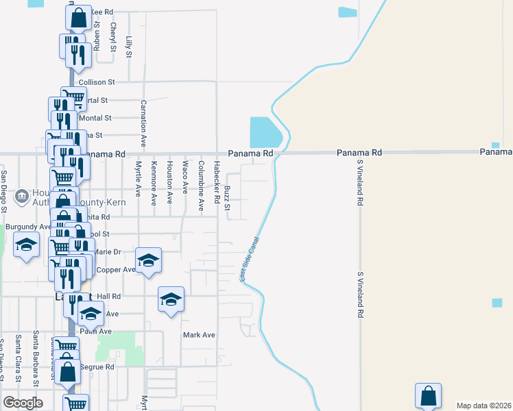 map of restaurants, bars, coffee shops, grocery stores, and more near 9905 Lenore Street in Lamont