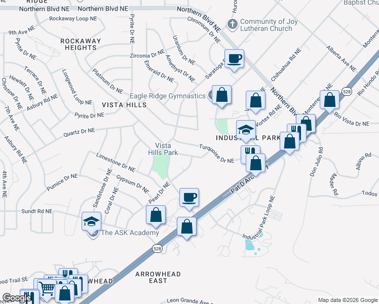 map of restaurants, bars, coffee shops, grocery stores, and more near 4931 Nickel Drive Northeast in Rio Rancho