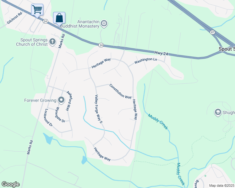 map of restaurants, bars, coffee shops, grocery stores, and more near 196 Constitution Way in Cameron