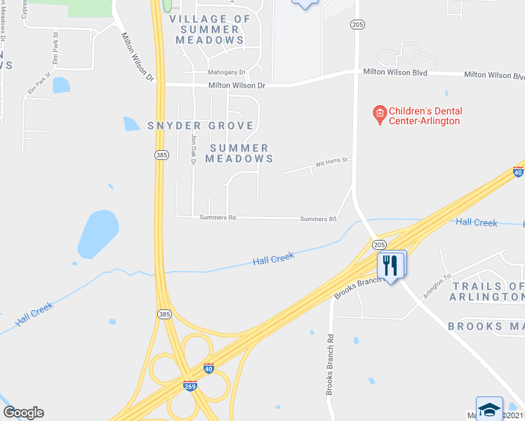 map of restaurants, bars, coffee shops, grocery stores, and more near 5088 Summer Mist Cove in Arlington