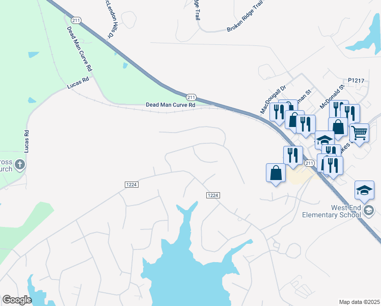 map of restaurants, bars, coffee shops, grocery stores, and more near in Vass