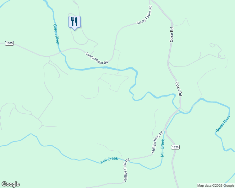 map of restaurants, bars, coffee shops, grocery stores, and more near 95 Forest Ridge Lane in Tryon