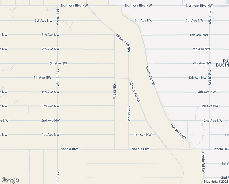 map of restaurants, bars, coffee shops, grocery stores, and more near 10th Street Northwest in Albuquerque