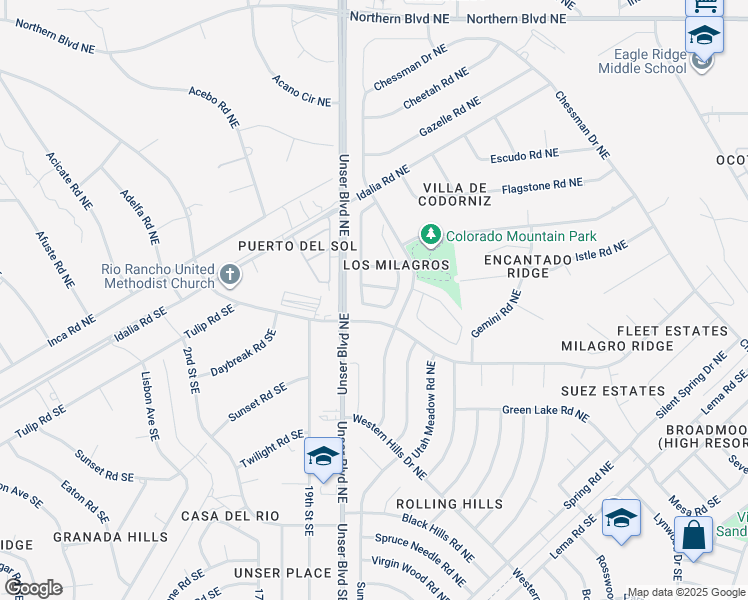 map of restaurants, bars, coffee shops, grocery stores, and more near 454 Minturn Loop in Rio Rancho
