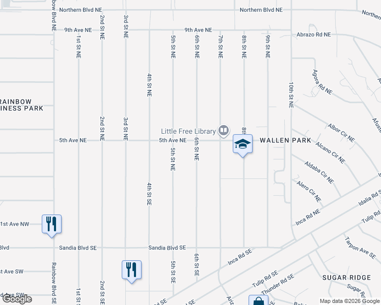 map of restaurants, bars, coffee shops, grocery stores, and more near 309 6th Street Northeast in Rio Rancho