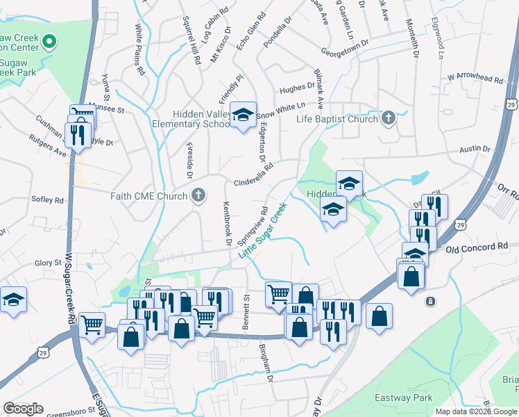 map of restaurants, bars, coffee shops, grocery stores, and more near 617 Coates Court in Charlotte