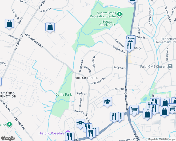 map of restaurants, bars, coffee shops, grocery stores, and more near in Charlotte