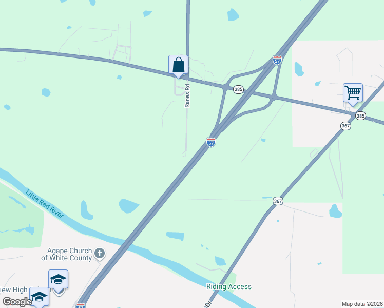 map of restaurants, bars, coffee shops, grocery stores, and more near 188 Ranes Road in Judsonia