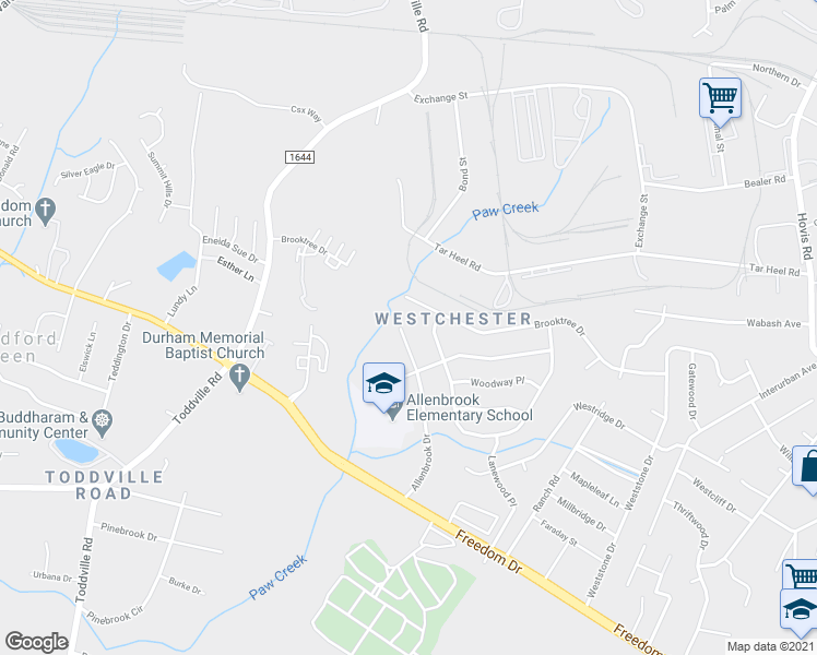 map of restaurants, bars, coffee shops, grocery stores, and more near 1211 Allenbrook Drive in Charlotte