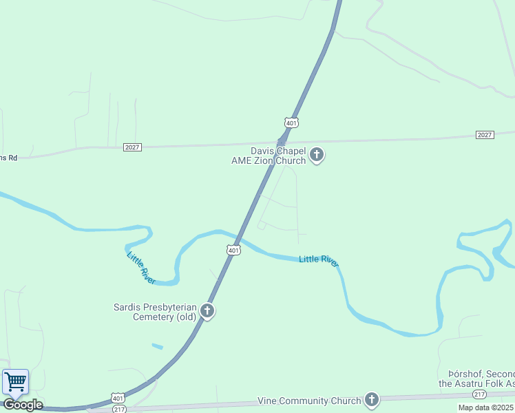 map of restaurants, bars, coffee shops, grocery stores, and more near U.S. 401 in Erwin