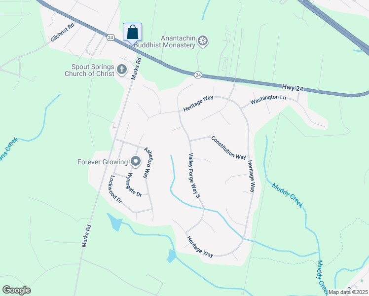 map of restaurants, bars, coffee shops, grocery stores, and more near 190 Valley Forge Way South in Cameron