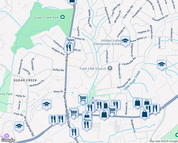 map of restaurants, bars, coffee shops, grocery stores, and more near 514 Candystick Lane in Charlotte