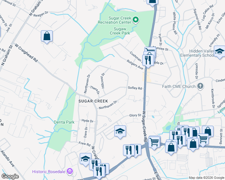 map of restaurants, bars, coffee shops, grocery stores, and more near in Charlotte