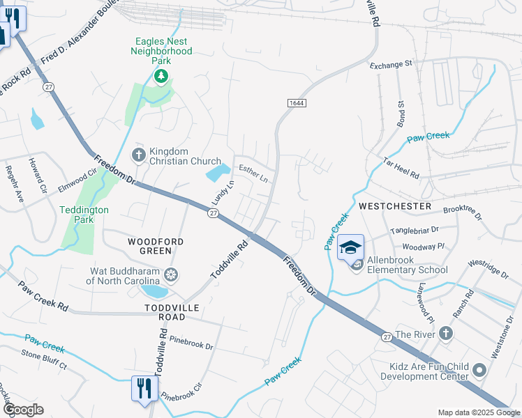 map of restaurants, bars, coffee shops, grocery stores, and more near in Charlotte